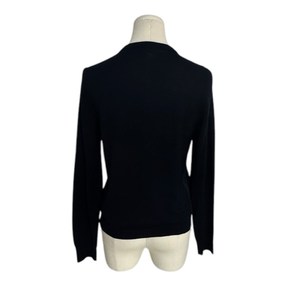 J. CREW Navy Blue Cardigan Sweater 100% Merino Wool Silk Ruffles‎ Buttons Size M - Picture 4 of 6
